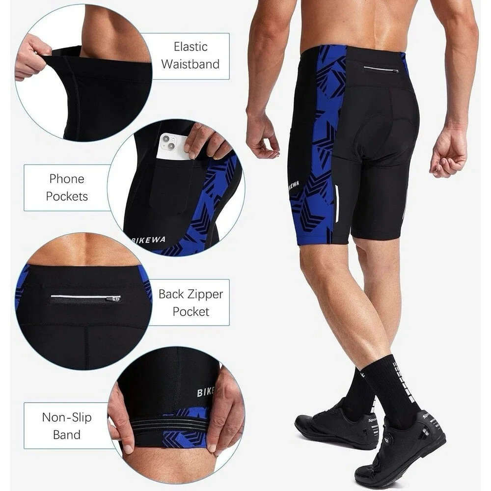 Bikewa Men's Bike Shorts 3D Padded Cycling,Mountain Riding Bicycle UPF50+ Size L